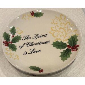 ATICO Holly & Berries China Christmas Plate, "The Spirit of Christmas Is Love"